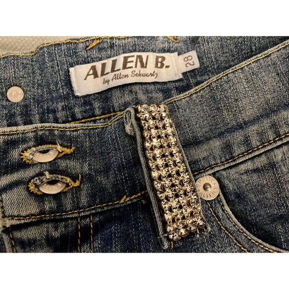 Allen B Schwartz Rhinestone Denim Mini Skirt - Picture 3 of 4